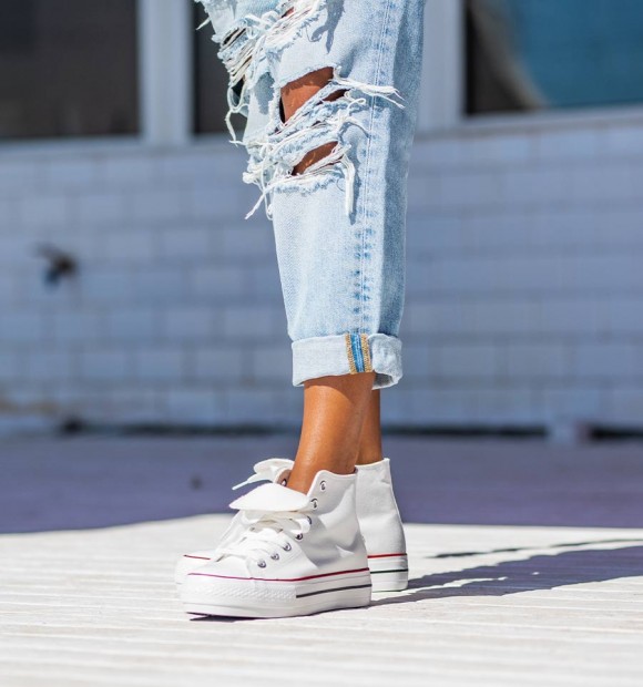 Zapatillas lona abotinadas blancas 2