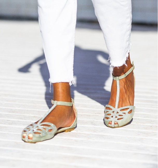 Green summer ballerinas