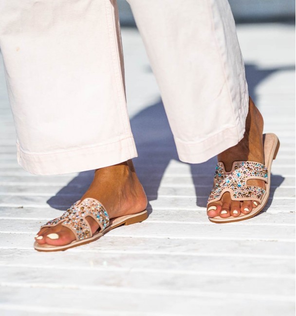 Sandalias pala Mun rosa detalles