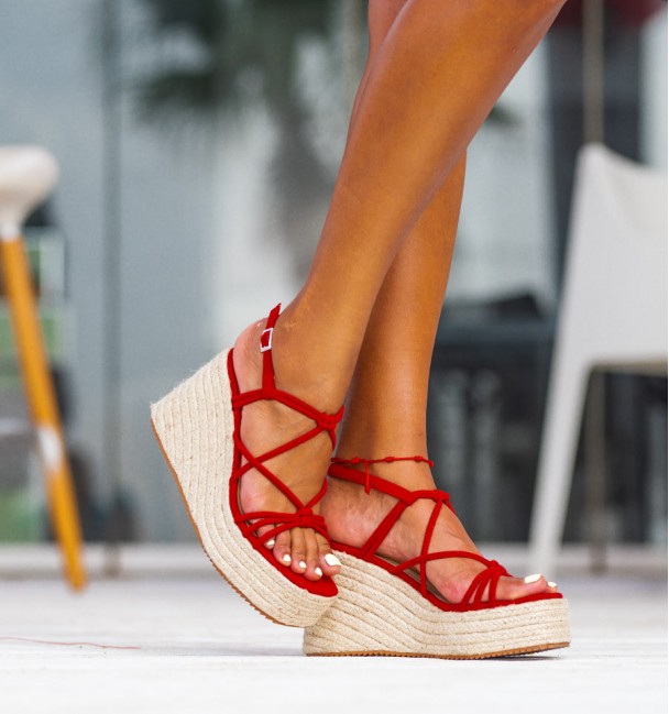 Wedge jute red sandals