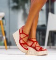 Wedge jute red sandals