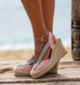Sandália de cunha rosa Menorca detalhe