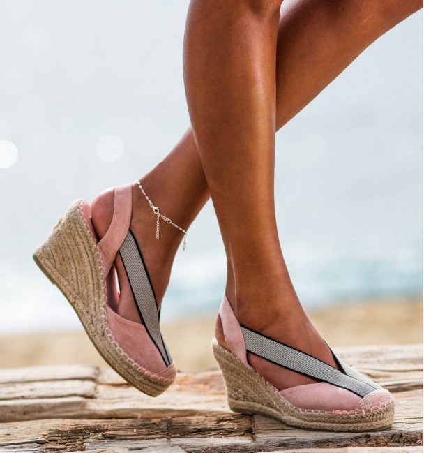 Pink esparto wedge Menorca