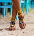 Flat yellow sandal bohemian style