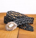 Bohemian fine braided belt in black 