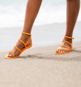 Orange Copacabana Flip Flops Buckle Ankle Strap Flat Rubber Sandals