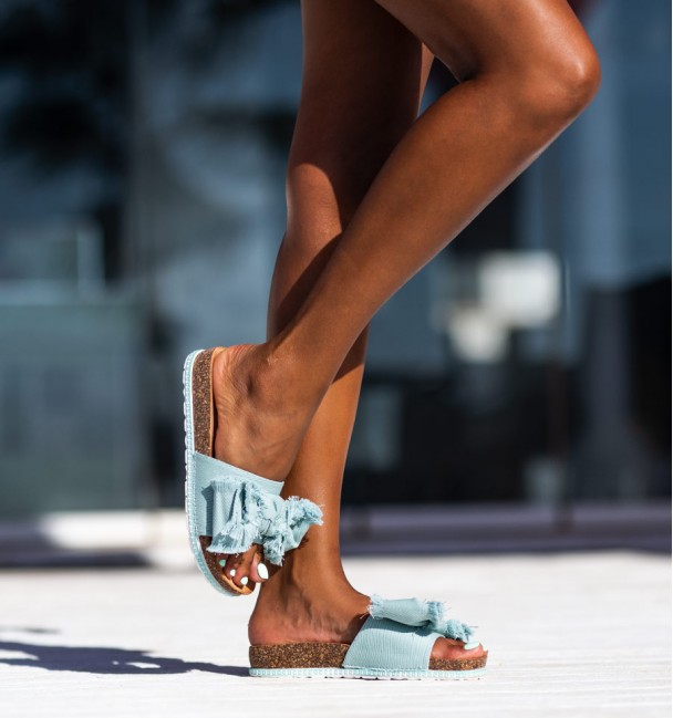 Sandálias cor azul con sola bio Sandálias cor azul con sola bio