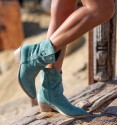 Green Tul Cowboy Ankle Boot