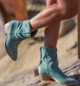 Green Tul Cowboy Ankle Boot