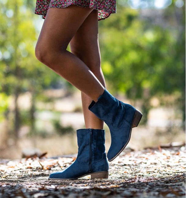 side pic of blue women's country boots side pic of blue women's country boots