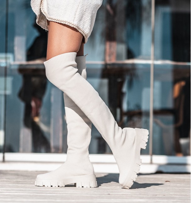 Women's high sock beige boots Montse Women's high sock beige boots Montse