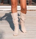 Matilda beige boots with wide heels
