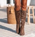 Miranda taupe high boots with round heel