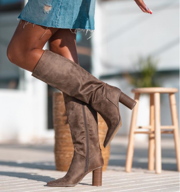 Botas altas Miranda cor taupe com...