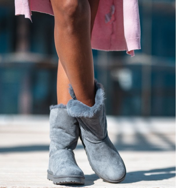 Botas australianas cinzento com laços