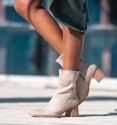Santander beige soft ankle boots with heel