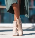 Santander beige soft ankle boots with heel