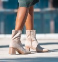 Santander beige soft ankle boots with heel