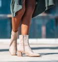 Santander beige soft ankle boots with heel