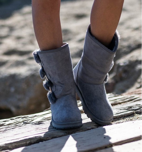 Botas australianas cinzeto com fecho... Botas australianas cinzeto com fecho...