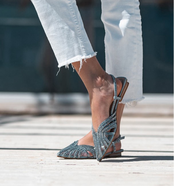 women's ballerinas blue Shine