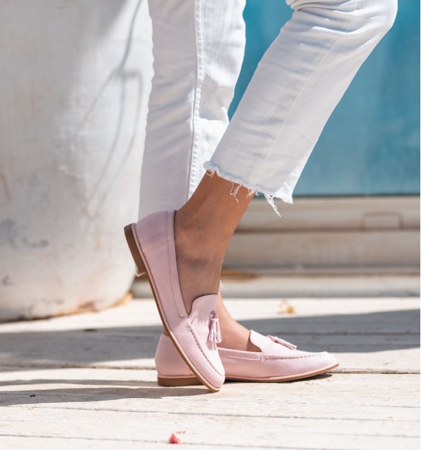 Mocassins rosas de mujer