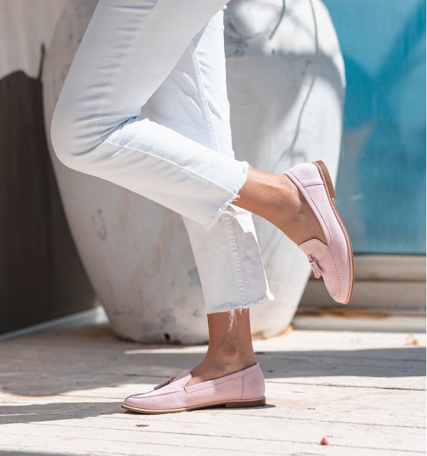 Mocassins rosas de mujer