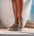 Sandalias cuña esparto verde Glasses
