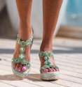 Sandalias cuña esparto verde Glasses
