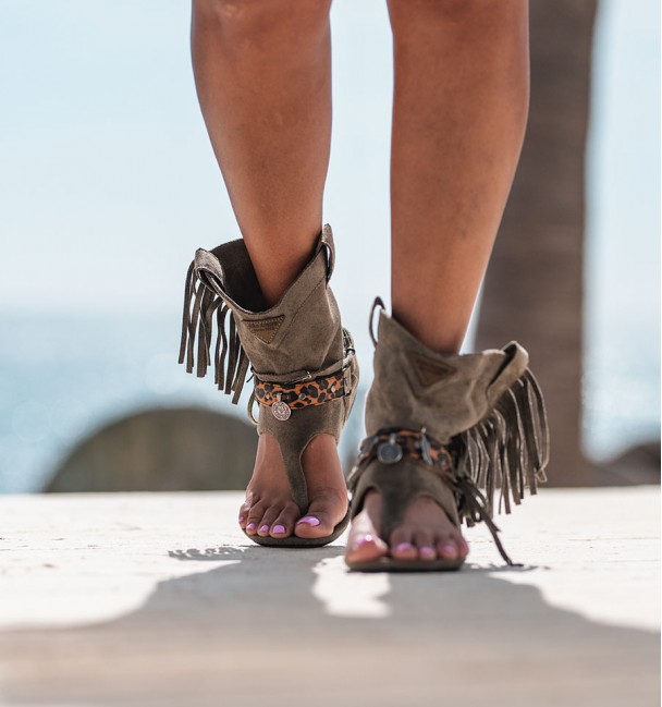 Green sandals boots  Boho Dalias Green sandals boots  Boho Dalias