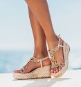 Sandalias cuña esparto beige Glasses