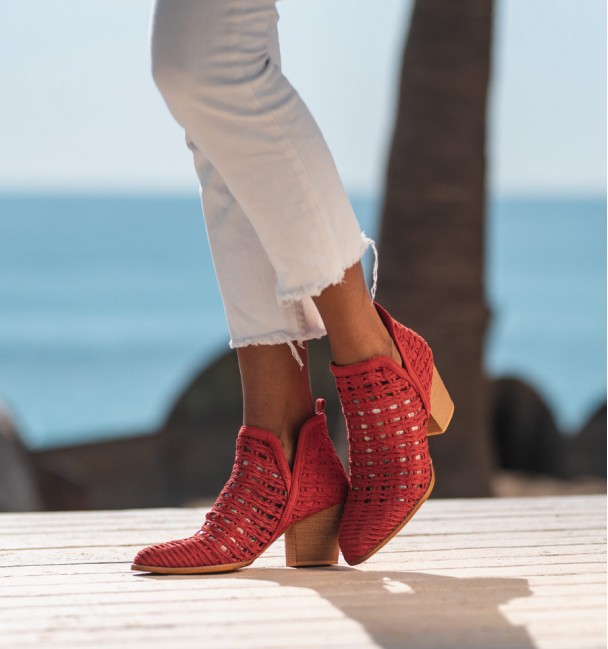 Red summer country ankle boots
