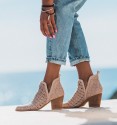 Beige summer country ankle boots