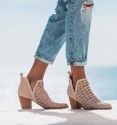 Beige summer country ankle boots