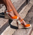 Orange espadrilles with wedge