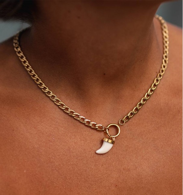 Stainless steel necklace horn