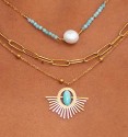 Triple Necklace acero perla