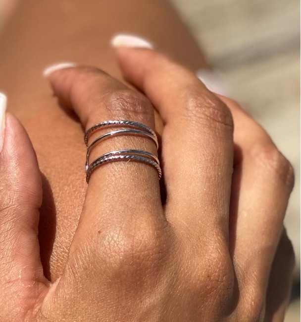 Anillo multi plateado