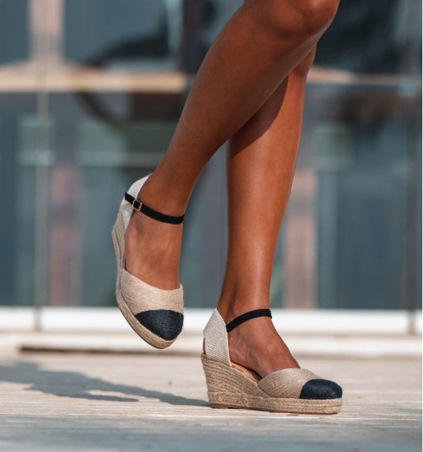 Bicolour esparto wedges