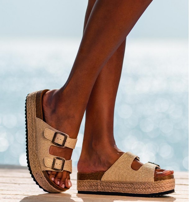 Bio jute beige platforms