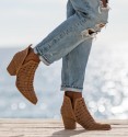 Brown openwork country ankle boot