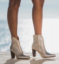 Gold heeled ankle boots