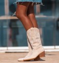 beige embroidered cowboy boots