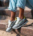 Gray and fluorescent Bimb sneakers