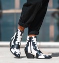 Lola white combined cowboy ankle boots