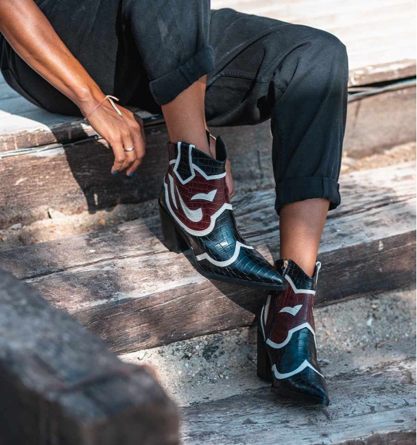Botines cowboy burdeos Okland