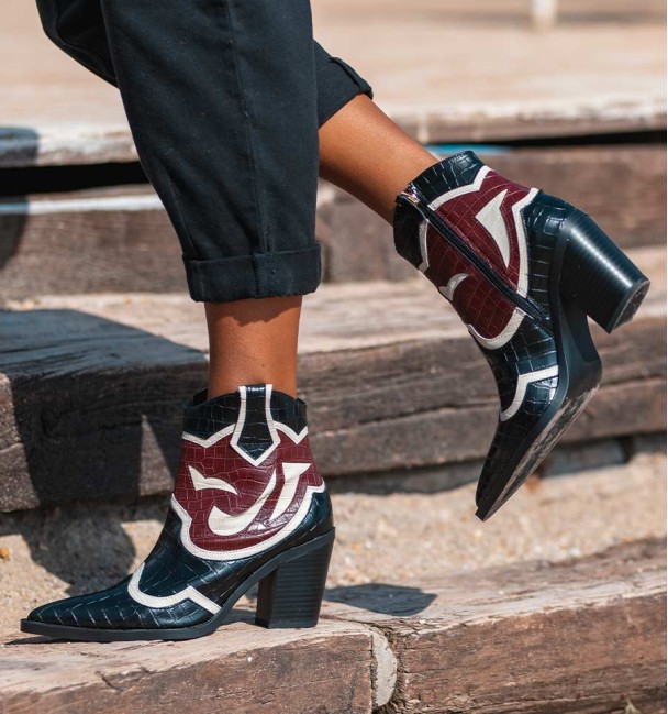 Botines cowboy burdeos Okland