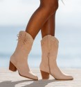 beige cowboy boots Pilar