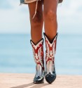 Red and silver cowboy boots