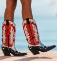 Botas cowboy rojo y plata